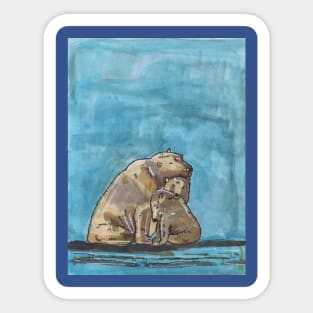 Polar Bear Mother and Cubs Sticker